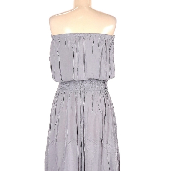 Anthro Elan Strapless Maxi Dress Size M Gray Elastic Waist Lightweight Flowy - Picture 5 of 6